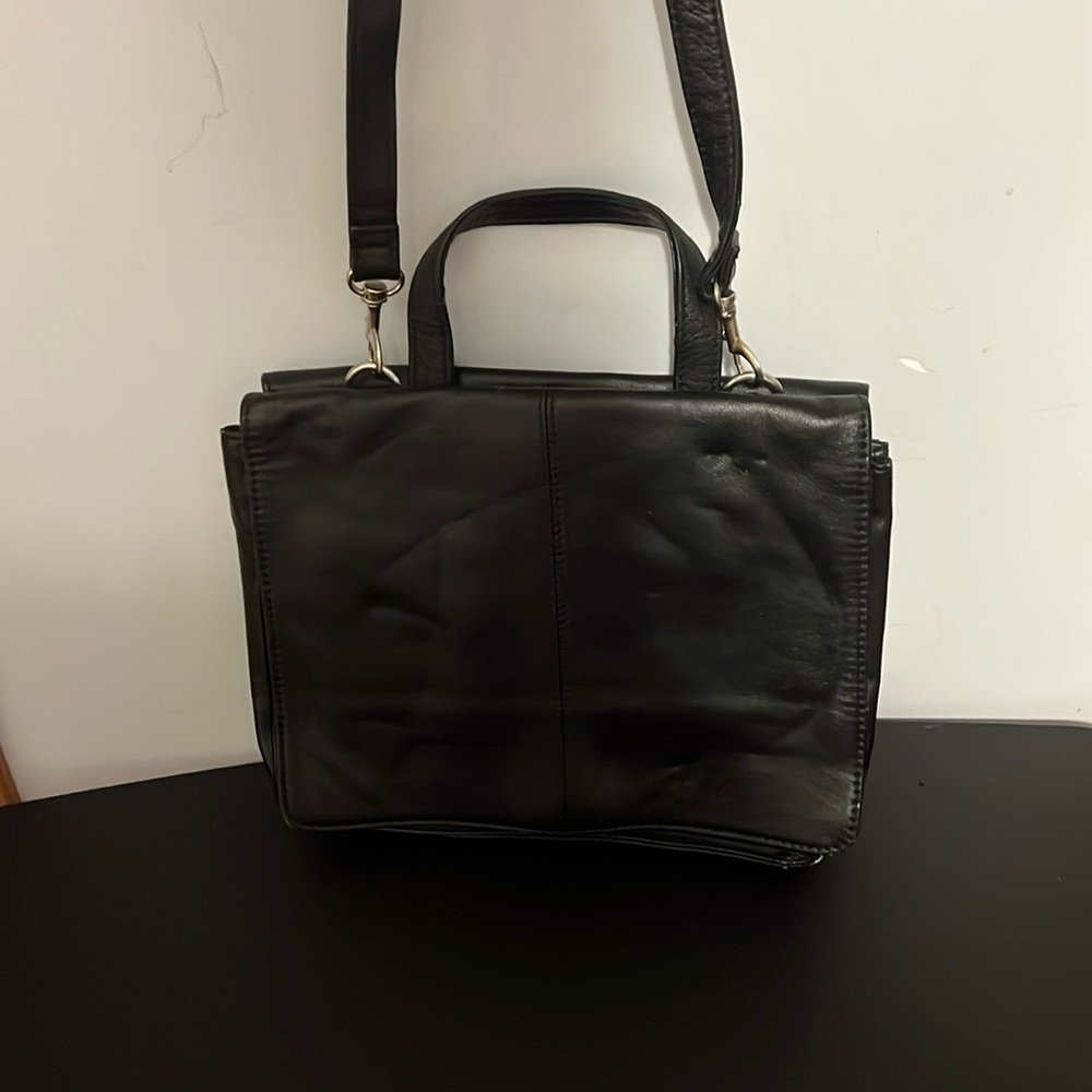 black leather purse